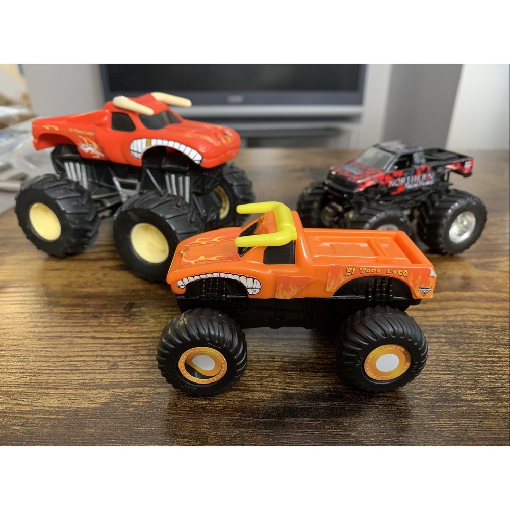Lot of 3 Monster Trucks: 2001 El Toro Loco, Hot Wheels NORTHERN NIGHTMARE +MORE